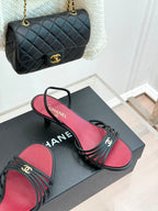 Goatskin Black & Dark Red Sandals .