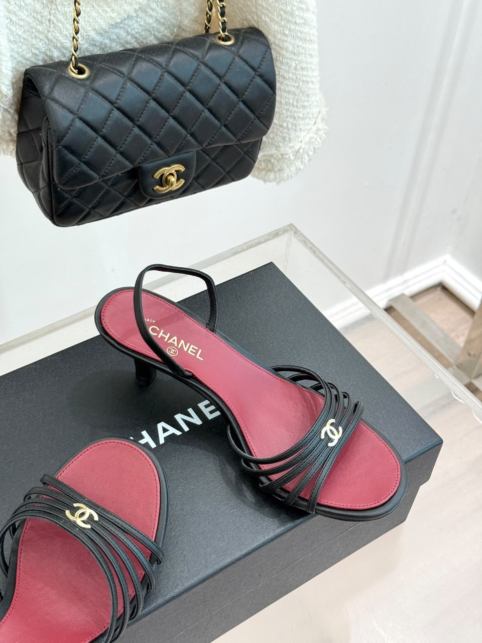 Goatskin Black & Dark Red Sandals .