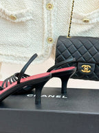 Goatskin Black & Dark Red Sandals .