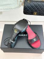Goatskin Black & Dark Red Sandals .