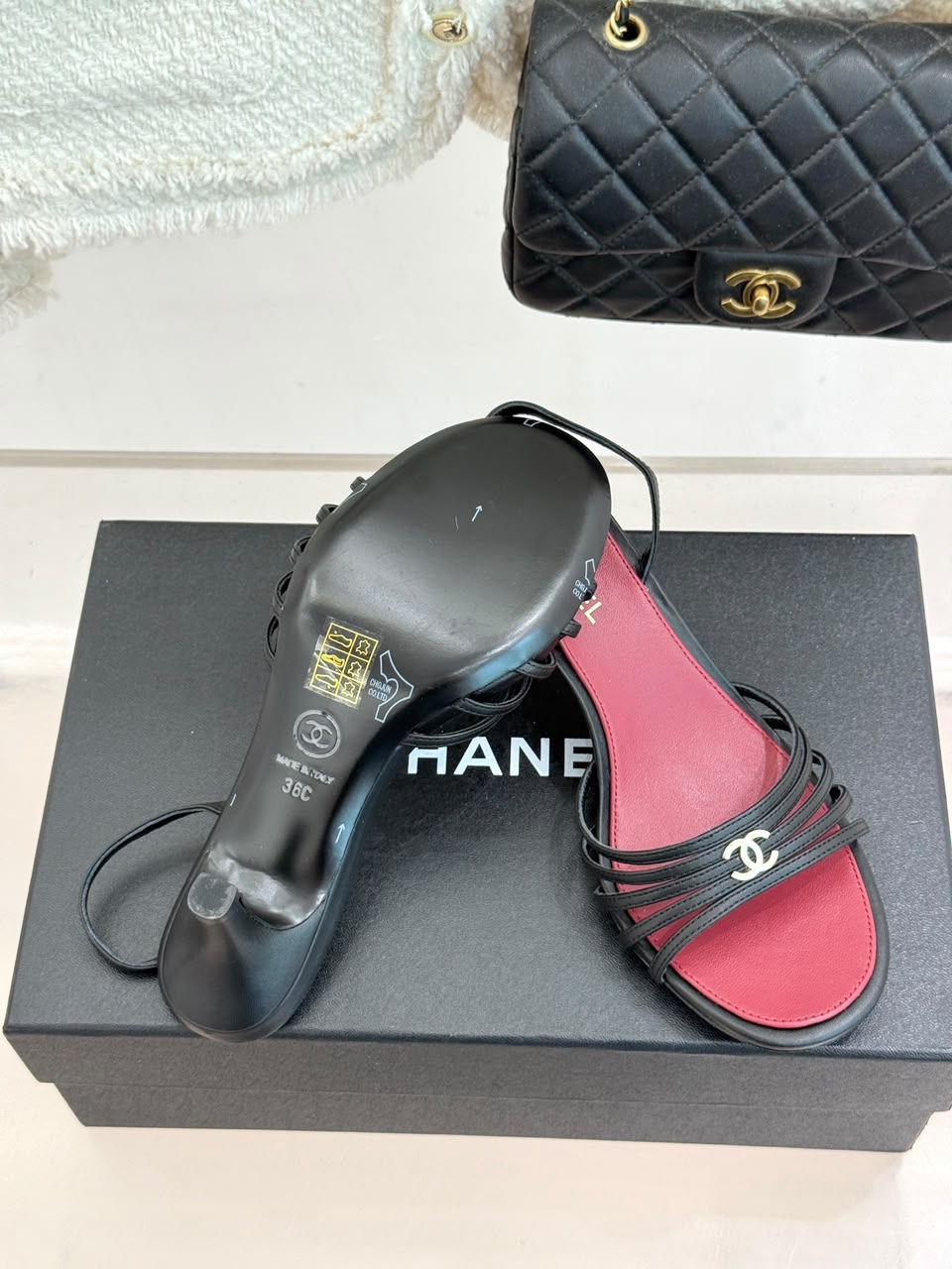 Goatskin Black & Dark Red Sandals .