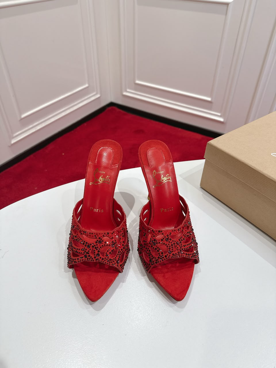 Christian Louboutin Lasera Strass 100 red .