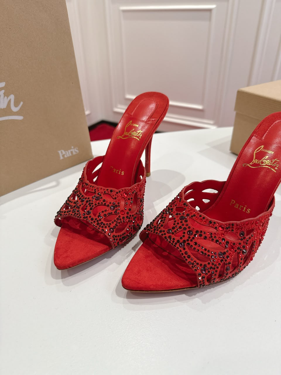 Christian Louboutin Lasera Strass 100 red .