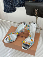 Christian Louboutin Rosa Z Jewel 100 Silver .