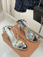 Christian Louboutin Rosa Z Jewel 100 Silver .