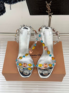 Christian Louboutin Rosa Z Jewel 100 Silver .