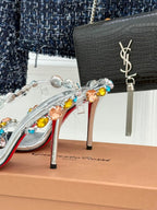 Christian Louboutin Rosa Z Jewel 100 Silver .