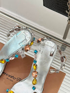 Christian Louboutin Rosa Z Jewel 100 Silver .