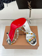 Christian Louboutin Rosa Z Jewel 100 Silver .