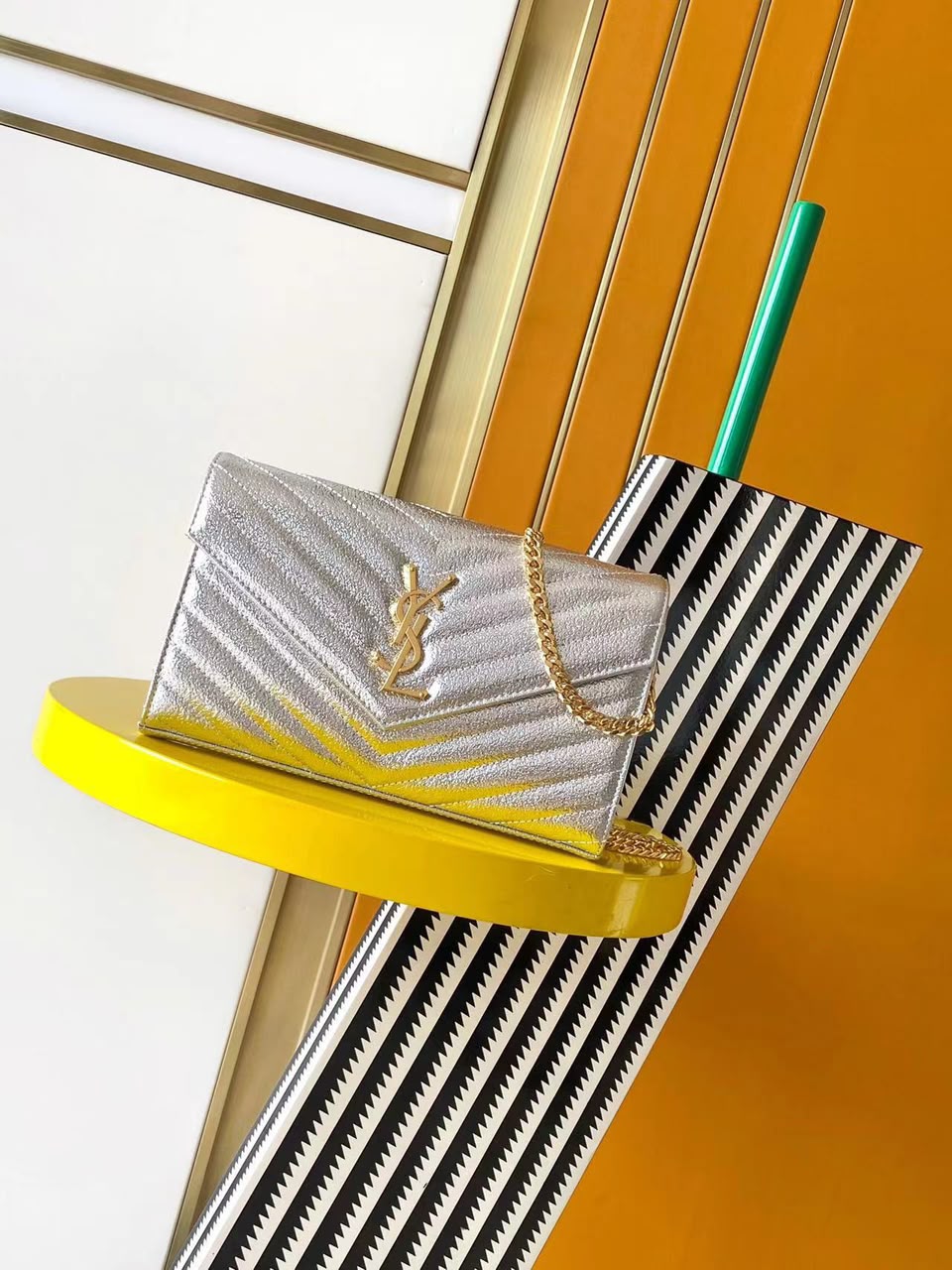Saint Laurent Shoulder Bag Silver .