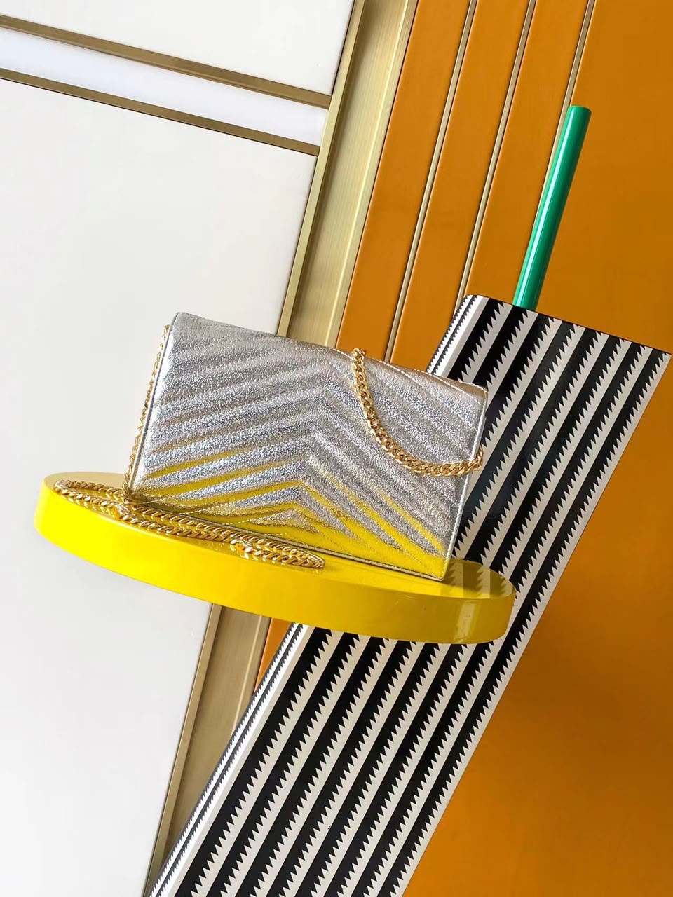 Saint Laurent Shoulder Bag Silver .