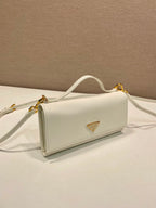 Carteira Prada Saffiano leather wallet with shoulder strap White .