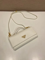 Carteira Prada Saffiano leather wallet with shoulder strap White .
