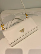 Carteira Prada Saffiano leather wallet with shoulder strap White .