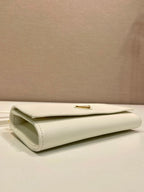 Carteira Prada Saffiano leather wallet with shoulder strap White .