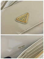 Carteira Prada Saffiano leather wallet with shoulder strap White .