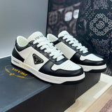 Prada Downtown Low Top Sneakers Leather White Black black logo.