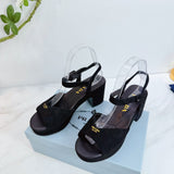 Prada Padded Suede Sandals black .