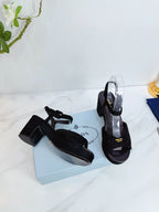 Prada Padded Suede Sandals black .