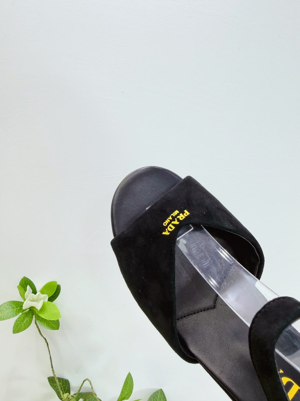 Prada Padded Suede Sandals black .