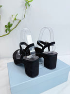 Prada Padded Suede Sandals black .
