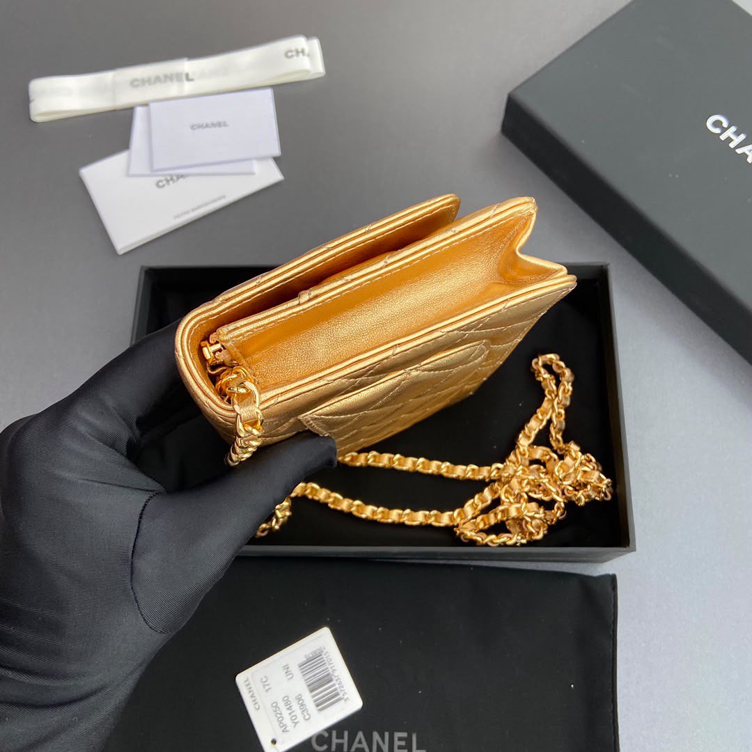 Bolsa Chanel CC Woc Lambskin Golden .
