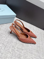 Prada Woven Leather Slingback Pumps Cognac .