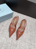Prada Woven Leather Slingback Pumps Cognac .