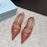 Prada Woven Leather Slingback Pumps Cognac .