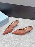 Prada Woven Leather Slingback Pumps Cognac .