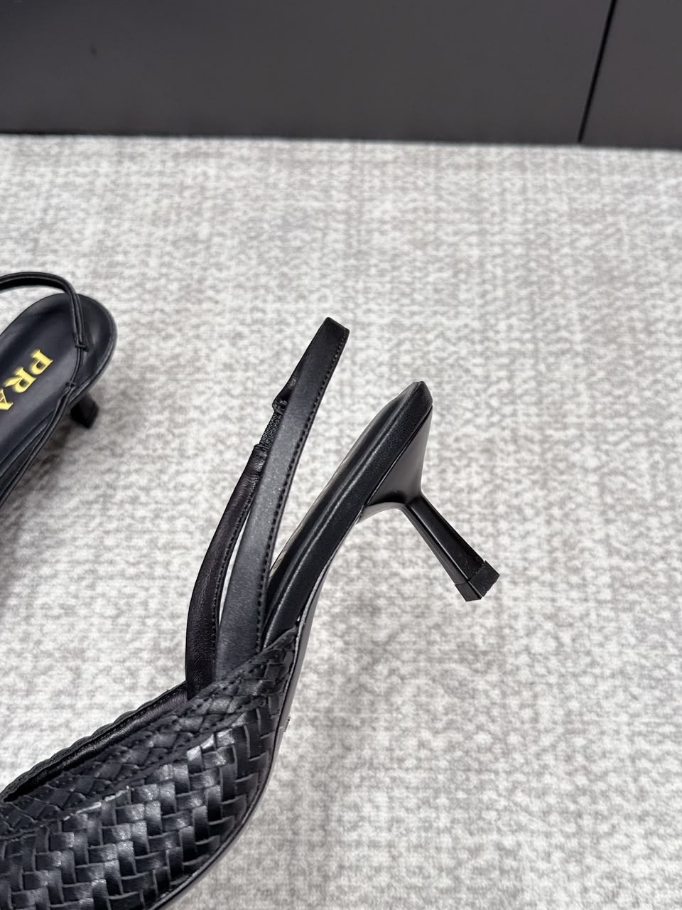 Prada Woven Leather Slingback Pumps Black .