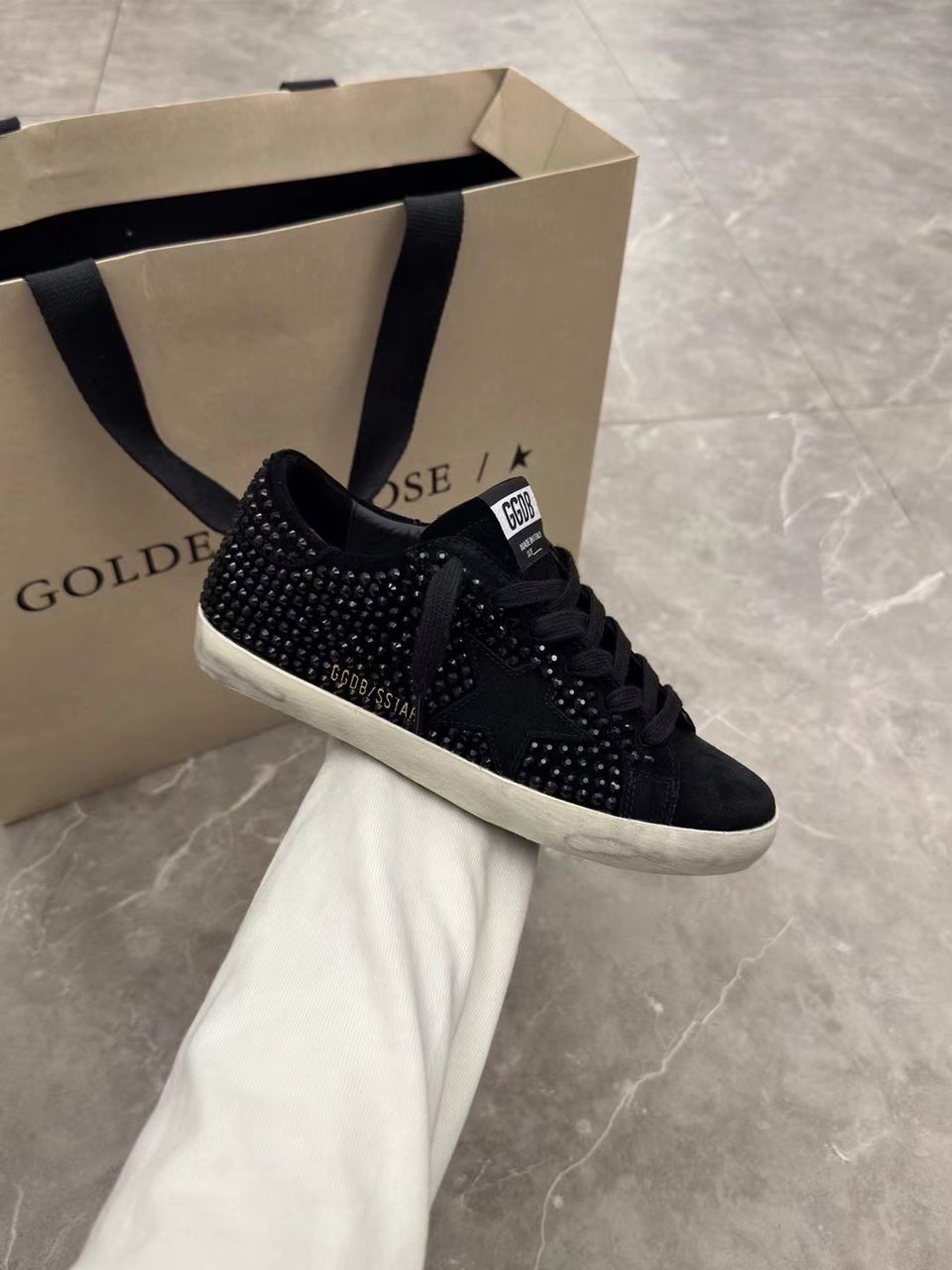 Golden Goose Golden Star Black Com Cristais