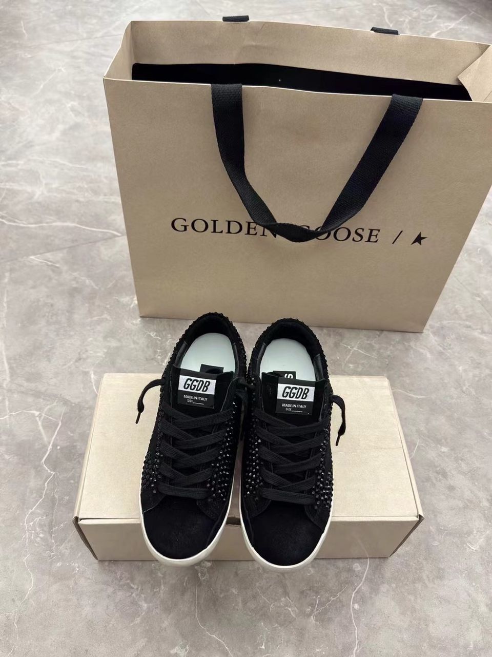 Golden Goose Golden Star Black Com Cristais