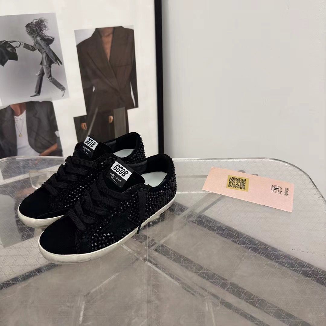 Golden Goose Golden Star Black Com Cristais