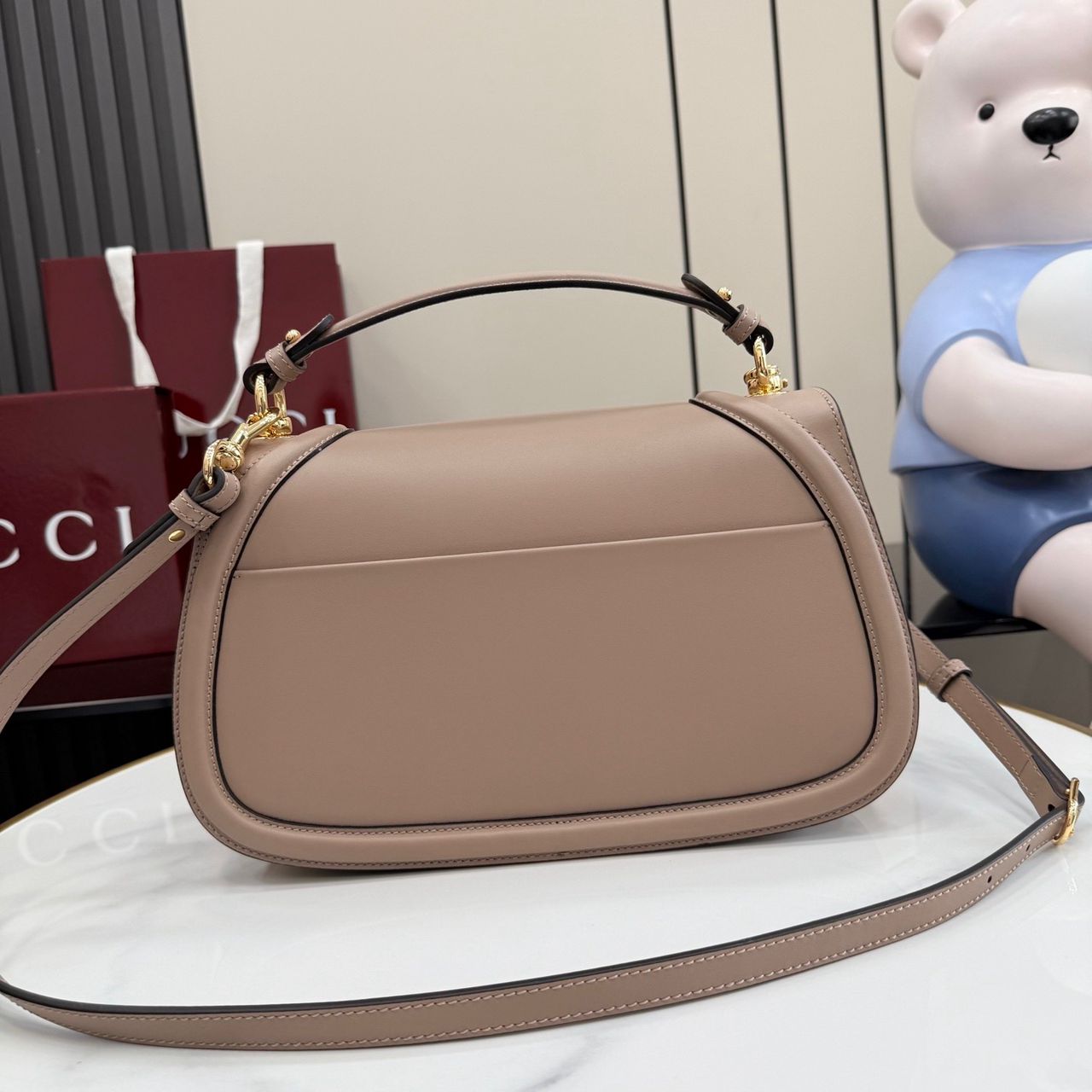 Gucci Blondie Medium Top Handle Bag Rose Tan .