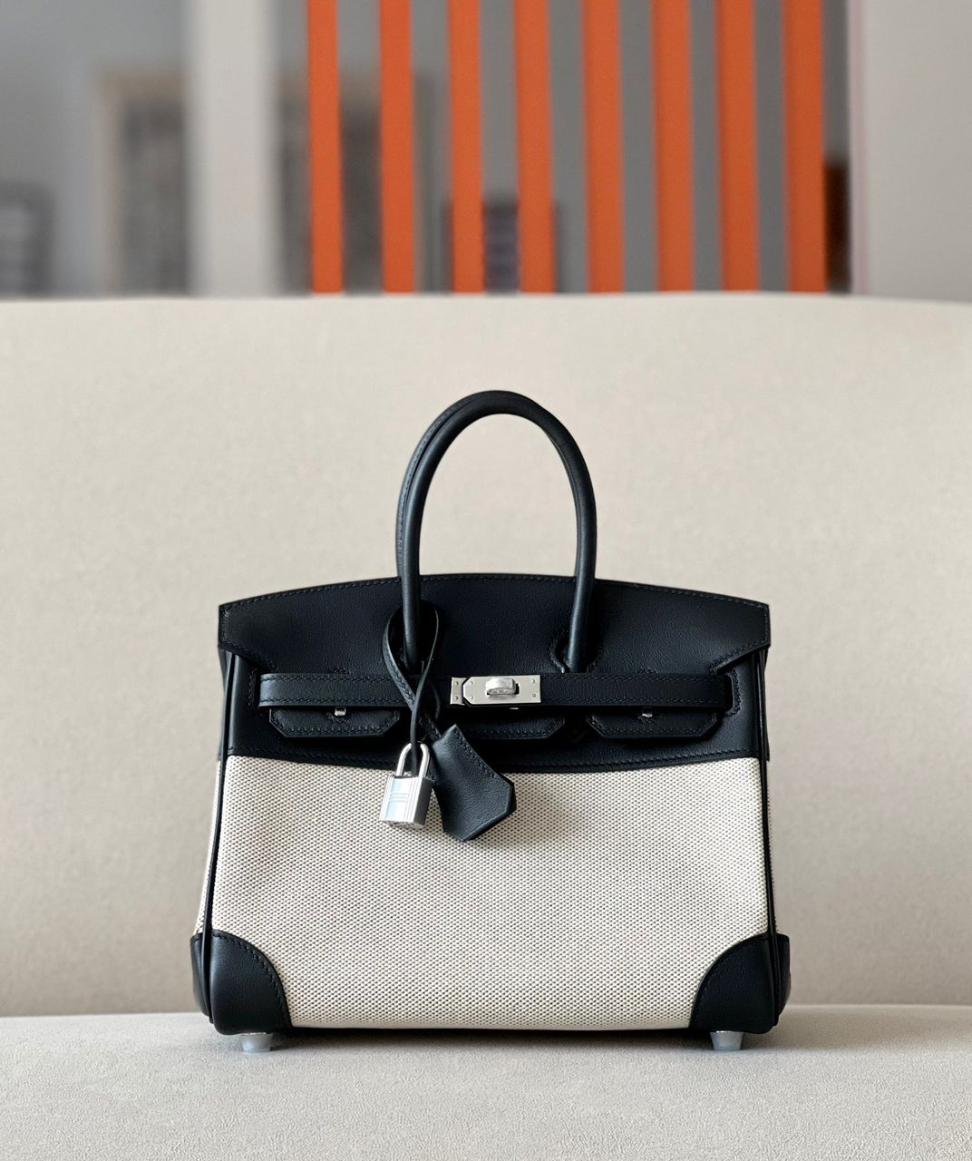Hermès Birkin Toile H Grey and Black .