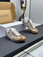 Loewe Flow Runner Sneakers Suede & Mesh Gold & White