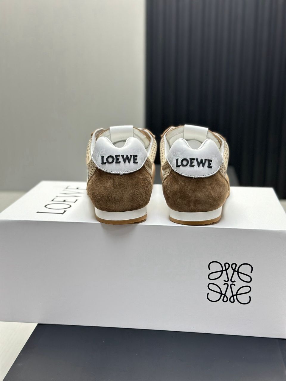 Loewe Flow Runner Sneakers Suede & Mesh Gold & White