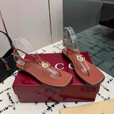 Sandalia Gucci Rasteira Marmont Leather Thong Sandal