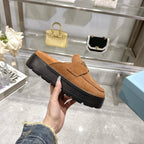 Prada Nubuck Flatform Mules