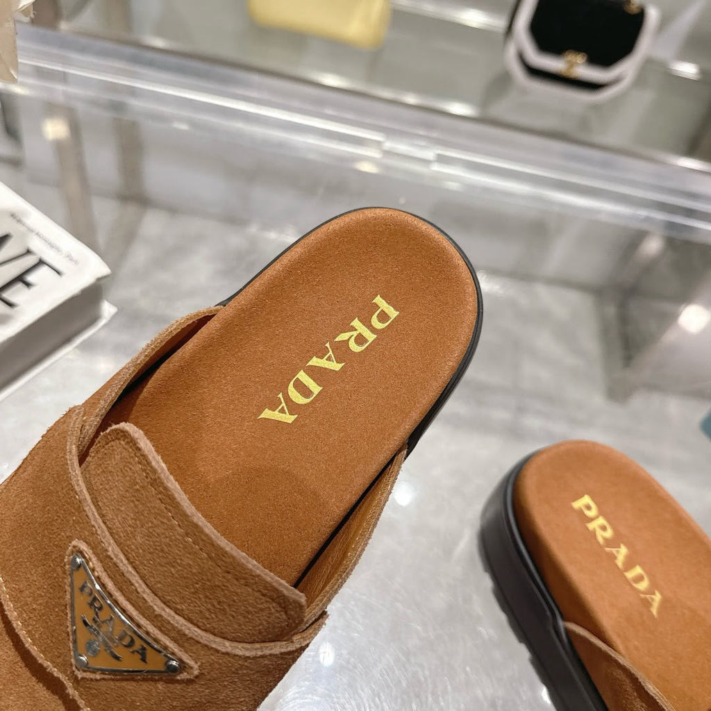 Prada Nubuck Flatform Mules