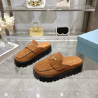Prada Nubuck Flatform Mules