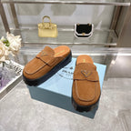 Prada Nubuck Flatform Mules