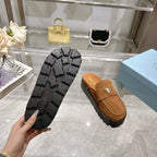Prada Nubuck Flatform Mules