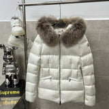 Jacket Moncler Boed Hooded Shearling Short Down White