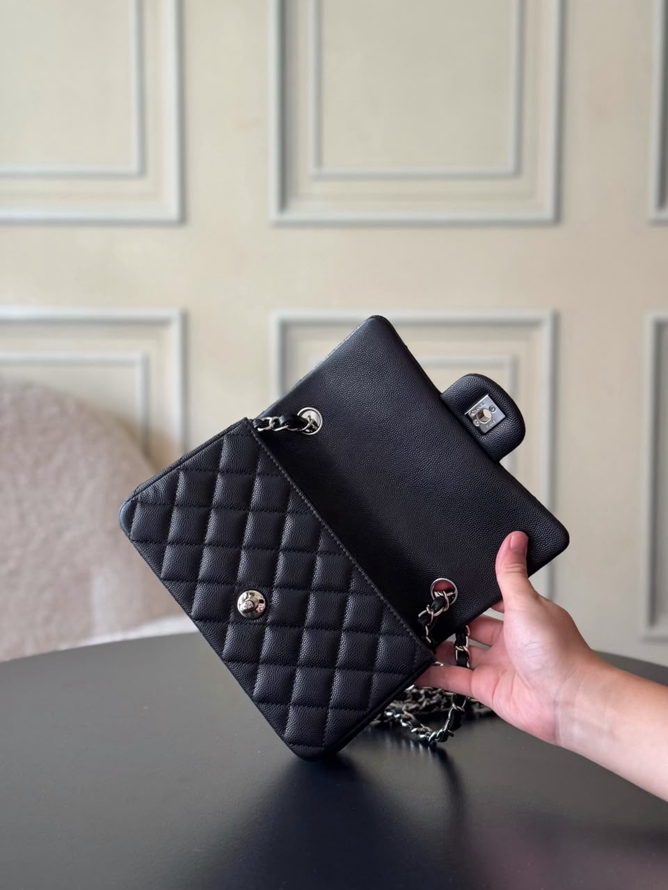 Chanel Classic Flap ferragens prata..