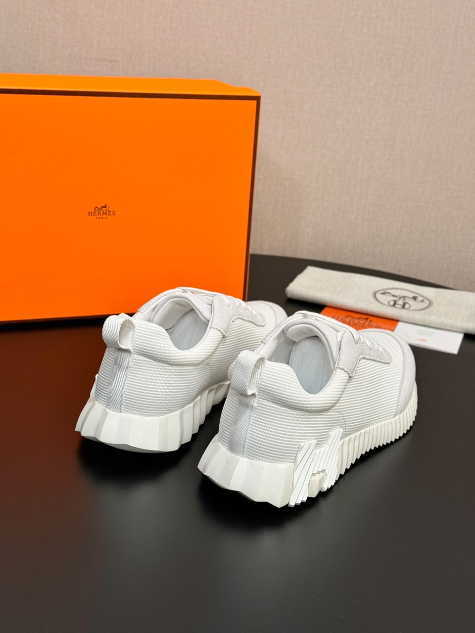 Hermes Air Mesh Suede Goatskin Bouncing White
