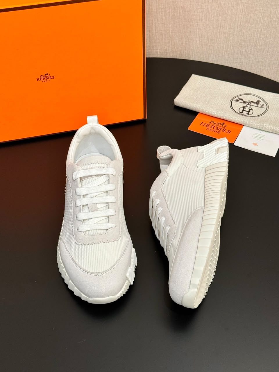 Hermes Air Mesh Suede Goatskin Bouncing White