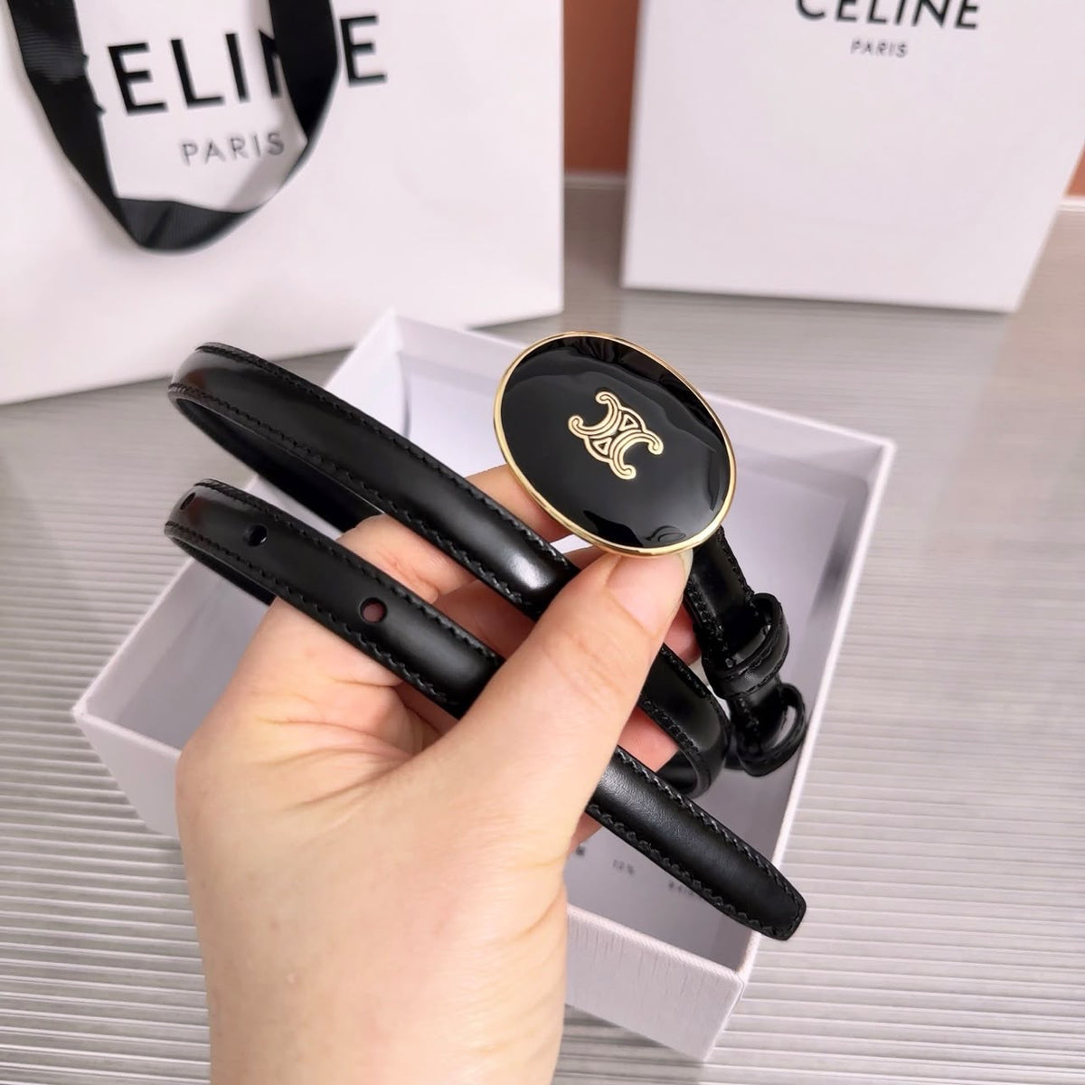 Cinto Celine Ellipse 13 Taurillon Black