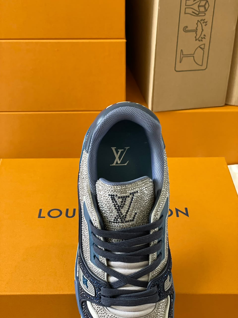 Trainer Monogram Louis Vuitton Trainer 'Grey Blue Crystals'